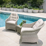 Outdoor Rattan Bistro Set - 2-Seater Sofa with Coffee Table, Grey