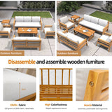 5-Seater Acacia Wood Outdoor Sofa Set – Solid Wood Garden Lounge with Coffee Table and Side Table