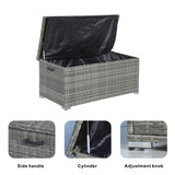 Small Outdoor Rattan Storage Box - Weather-Resistant Garden Storage Chest, Grey