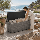 Rattan Garden Storage Box - Medium Outdoor Patio Storage Chest