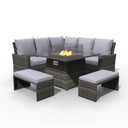 8-Seater Outdoor Corner Sofa Set with Square Fire Pit Table and 2 Benches - PAF-16700