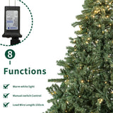 Realistic Full Green Artificial Christmas Tree - PVC Xmas Tree with Pre-Lit Warm White LED Lights, Easy Setup & Indoor Festive Decoration, 6ft/7ft/8ft