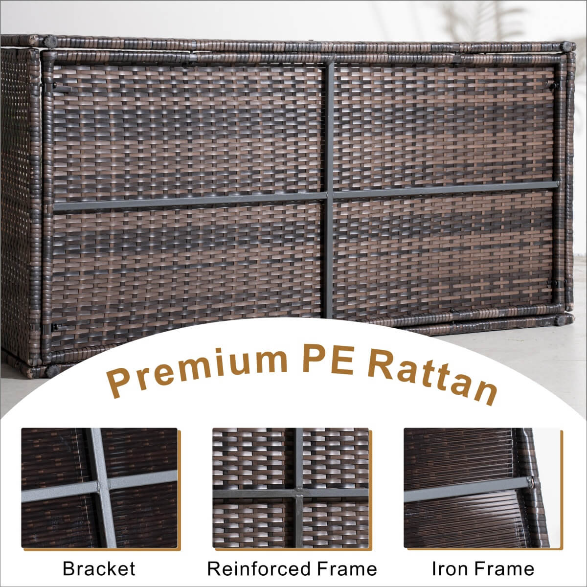 7 Seater Outdoor Garden Lounge Set – Rattan Sofa with Coffee Table and Side Table Featuring Built-In Storage