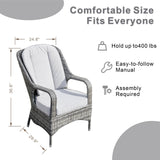 Set of 2 Rattan Garden Dining Chairs - Aluminium Frame, Outdoor Armchairs