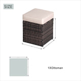 9 Seater Outdoor Rattan Fire Pit Sofa Set – Garden Lounge with Rectangular Fire Pit Table and Side Table with Built-In Storage