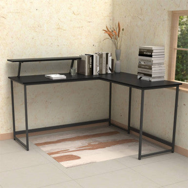 L-Shaped Black Computer Desk with Corner Workstation Table - DT-24612