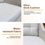 Outdoor Rattan Bistro Set - 2-Seater Sofa with Coffee Table, Grey