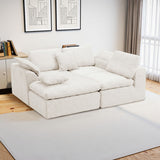 246cm Modular Cloud Sofa with Movable Ottoman - 4 Seater Deep Seat L-Shaped Sofa for Living Room, Bedroom or Apartment