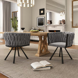 Set of 2 Velvet Swivel Dining Chairs - Luxury Armchairs, Grey