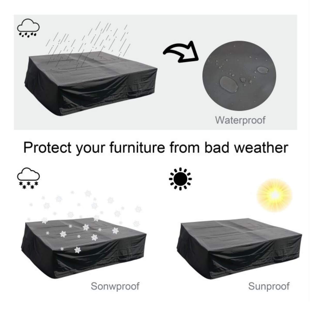 Waterproof Garden Furniture Cover - Heavy Duty Outdoor Patio Cover, All Season Protection