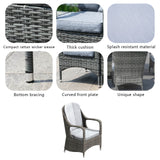 Set of 2 Rattan Garden Dining Chairs - Aluminium Frame, Outdoor Armchairs