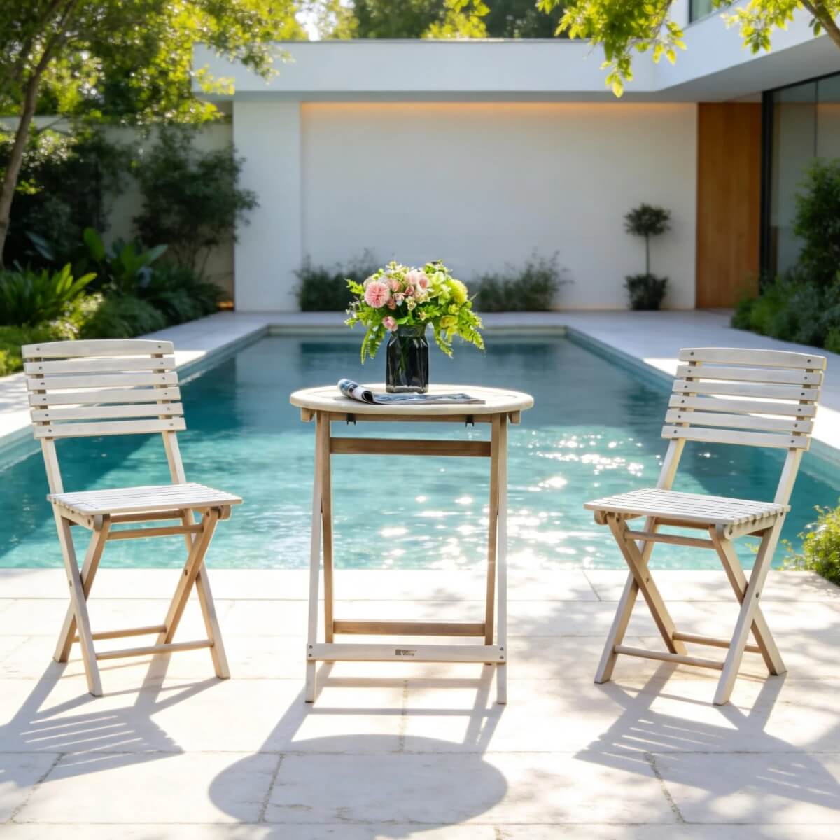 Outdoor Dining Set – Round Table with Chairs for Garden, Patio or Balcony