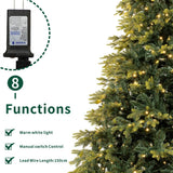 Realistic Full Green Artificial Christmas Tree - PVC & PE Mixed-Foliage Xmas Tree with Pre-Lit Warm White LED Lights, Easy Setup, 6ft/7ft/8ft