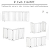 Wooden Pet Gate, Freestanding Foldable Dog Barrier with Support Feet
