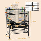 Large Hamster Cage, Gerbil Cage with Tubes, Shelf, Ramps, Platforms, Running Wheel - Black