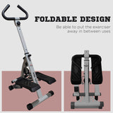 Stepper with Handle Hand Grip for Fitness Aerobic Exercise Grey