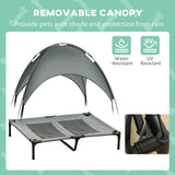Raised Dog Bed, Waterproof Elevated Pet Cot with Canopy, Grey