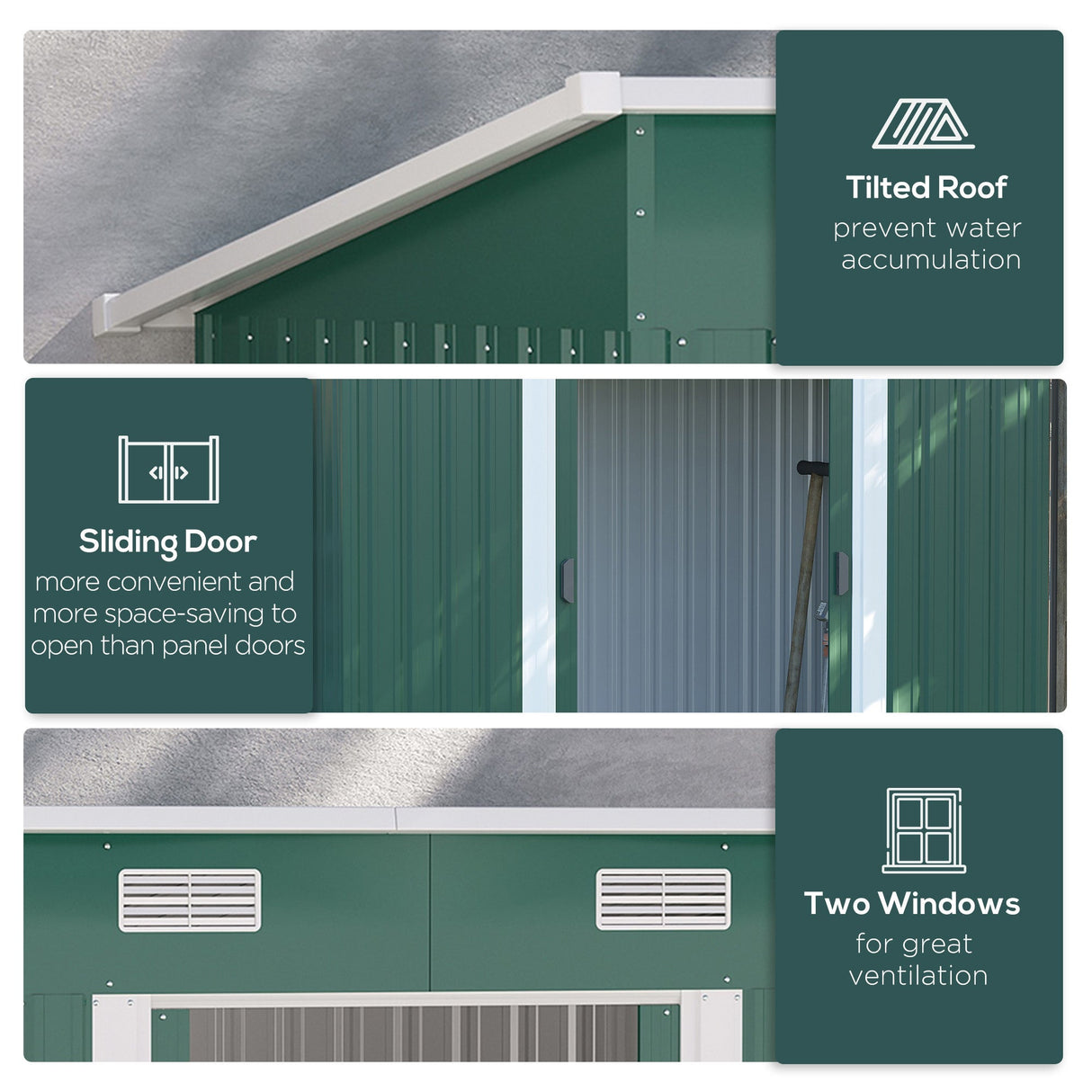 Outdoor Storage Shed 7 x 4ft with Foundation Kit, Metal Green