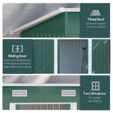 Outdoor Storage Shed 7 x 4ft with Foundation Kit, Metal Green