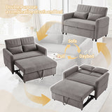 [Sofa Bed with Sleeping Function] Two-Seater Fold-Out Sofa, Pull-Out Design, Simple and Modern, Contemporary Style, Three-Level Adjustable Backrest, Breathable Cotton-Linen Fabric