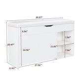 Entryway Shoe Storage Bench - 3-Tier Flip-Up Drawers and Hidden Cabinet, Space-Saving Design, White