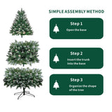 Snow-Flocked Artificial Christmas Tree with Pine Cones - Realistic Green Xmas Tree for Indoor Home Decoration