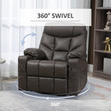 Manual Reclining Chair with Footrest, Cup Holders, Faux Leather Brown