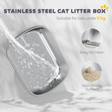 Large Stainless Steel Cat Litter Box – Enclosed Front Entry & Top Exit Tray with Scoop & Deodoriser Bag