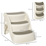 Foldable Pet Stairs 3-Step Portable Dog Steps with Non-slip Mats, Cream