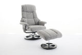 Chenille Upholstered Massage Recliner with Ottoman Footstool, 5 Points Massager, Wood/Metal Base, Grey