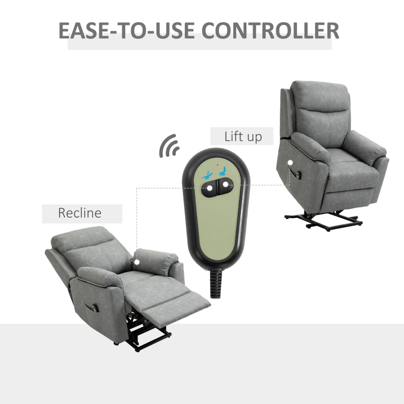Electric Riser Recliner Chair, 70?? Electric Lift-Up, Faux Leather Grey