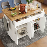 Kitchen Island Trolley with Storage — Rolling Cabinet with Drawers, Adjustable Shelf & Spice Rack