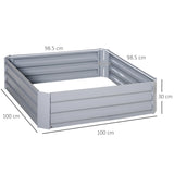 Raised Garden Bed, Elevated Galvanised Planter Box for Flowers, Herbs, Set of 2, Grey