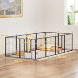 12-Panel Solid Dog Playpen with Doors, 60cm High, Black