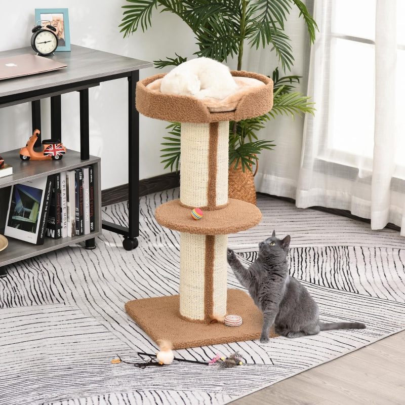 Cat Tower Scratching Posts Tree, 91cm Activity Centre, Brown