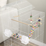 Bird Cage with Accessories, Toys, Tray, White