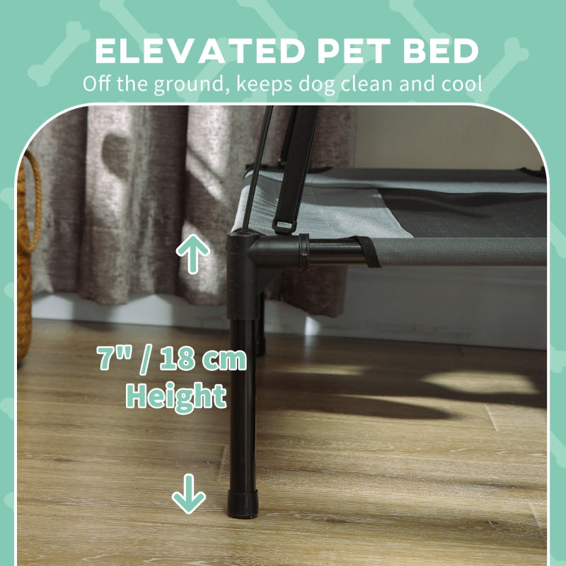Raised Dog Bed Waterproof Elevated Pet Cot UV Protection Canopy, Grey