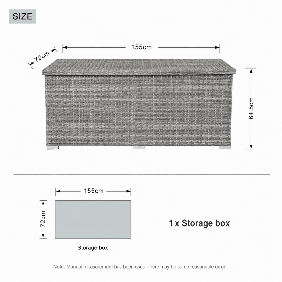 Rattan Garden Storage Box - Medium Outdoor Patio Storage Chest