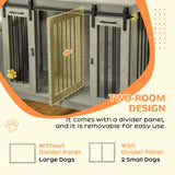 PawHut Dog Crate Furniture, Double Cage with Divider - Grey
