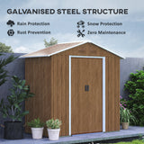 Metal Garden Storage Shed 6.5 x 3.5ft - Brown Wood Effect