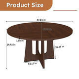 Round Dining Table for 4 - 47 Inch Farmhouse Kitchen Table with Wood Grain Finish, Circular Dining Table for Dining Room & Kitchen, Walnut
