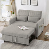2 Seater Fold-Out Sofa Bed with Sleeping Function - Pull-Out Sleeper Sofa, 3-Level Adjustable Backrest, Cotton Linen Fabric, Light Gray