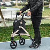 3 Wheel Rollator, Lightweight Aluminium Tri Walker with Adjustable Handle, Storage Bag, Dual Brakes, Gold Tone