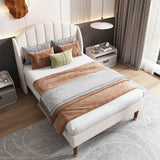 3ft Single Kids Bed - Velvet Upholstered Bed with Slatted Frame & Headboard