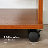 Open Wardrobe on Wheels, Clothes Hanging Rail & 3 Storage Shelves, Walnut