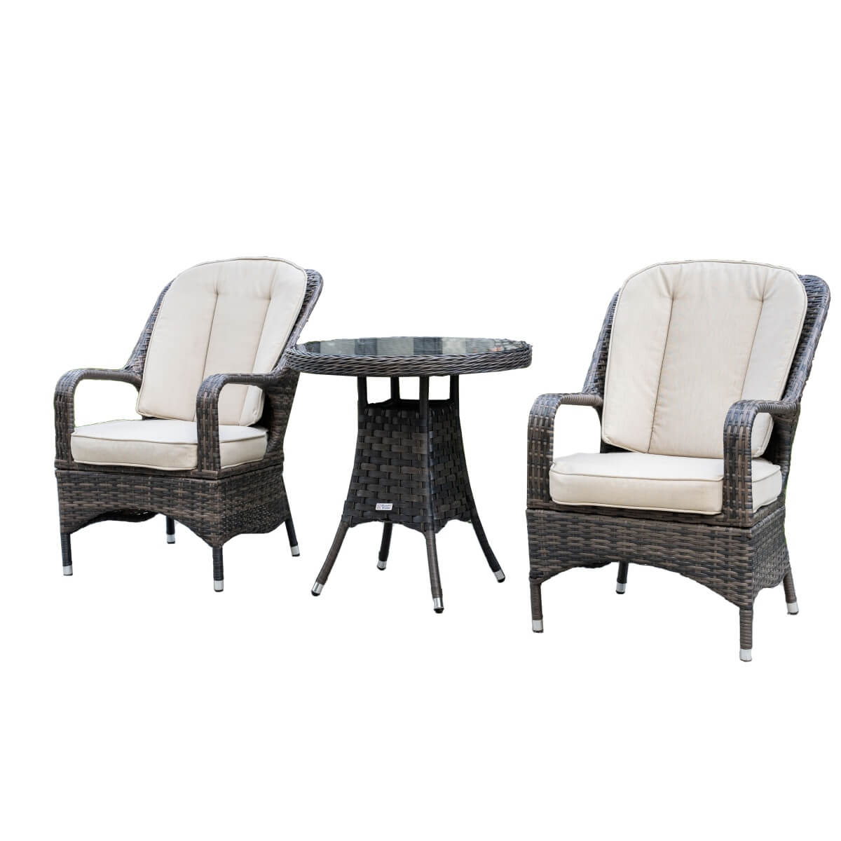 Outdoor Rattan Bistro Set - Round Garden Table and Chairs