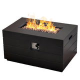 50,000 BTU Dark Gray Rectangular Propane Fire Pit Table with Lid, Outdoor Gas Fire Table with Hidden Tank, Lava Rocks & Cover Included