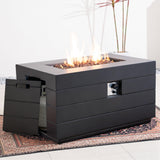50,000 BTU Dark Gray Rectangular Propane Fire Pit Table with Lid, Outdoor Gas Fire Table with Hidden Tank, Lava Rocks & Cover Included