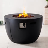 50,000 BTU Round Dark Gray Propane Fire Pit Table with Lid, Outdoor Gas Fire Table with Hidden Tank, Lava Rocks & Cover Included