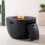 50,000 BTU Round Dark Gray Propane Fire Pit Table with Lid, Outdoor Gas Fire Table with Hidden Tank, Lava Rocks & Cover Included